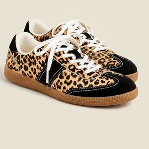 J. Crew Brown Leopard Calf Hair Field Sneakers